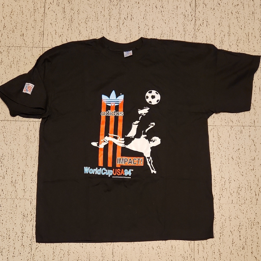 Adidas World Cup USA 1994 Impact Black Oversized Crewneck T-Shirt Vintage
